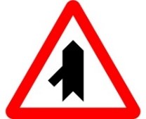 Señal P-1d: Intersección con prioridad sobre incorporación por la izquierda