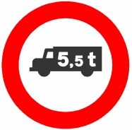 Señal R-107: Entrada prohibida a vehículos destinados al transporte de mercancías con mayor masa…