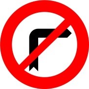 Señal R-302: Giro a la derecha prohibido