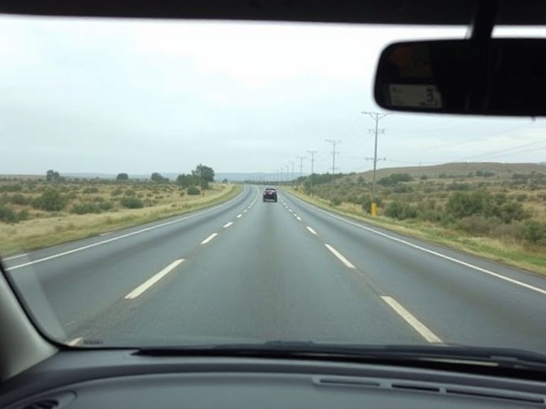 Carretera de doble sentido con tres carriles