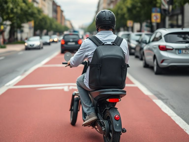 Usuario de patinete circulando por un carril bici