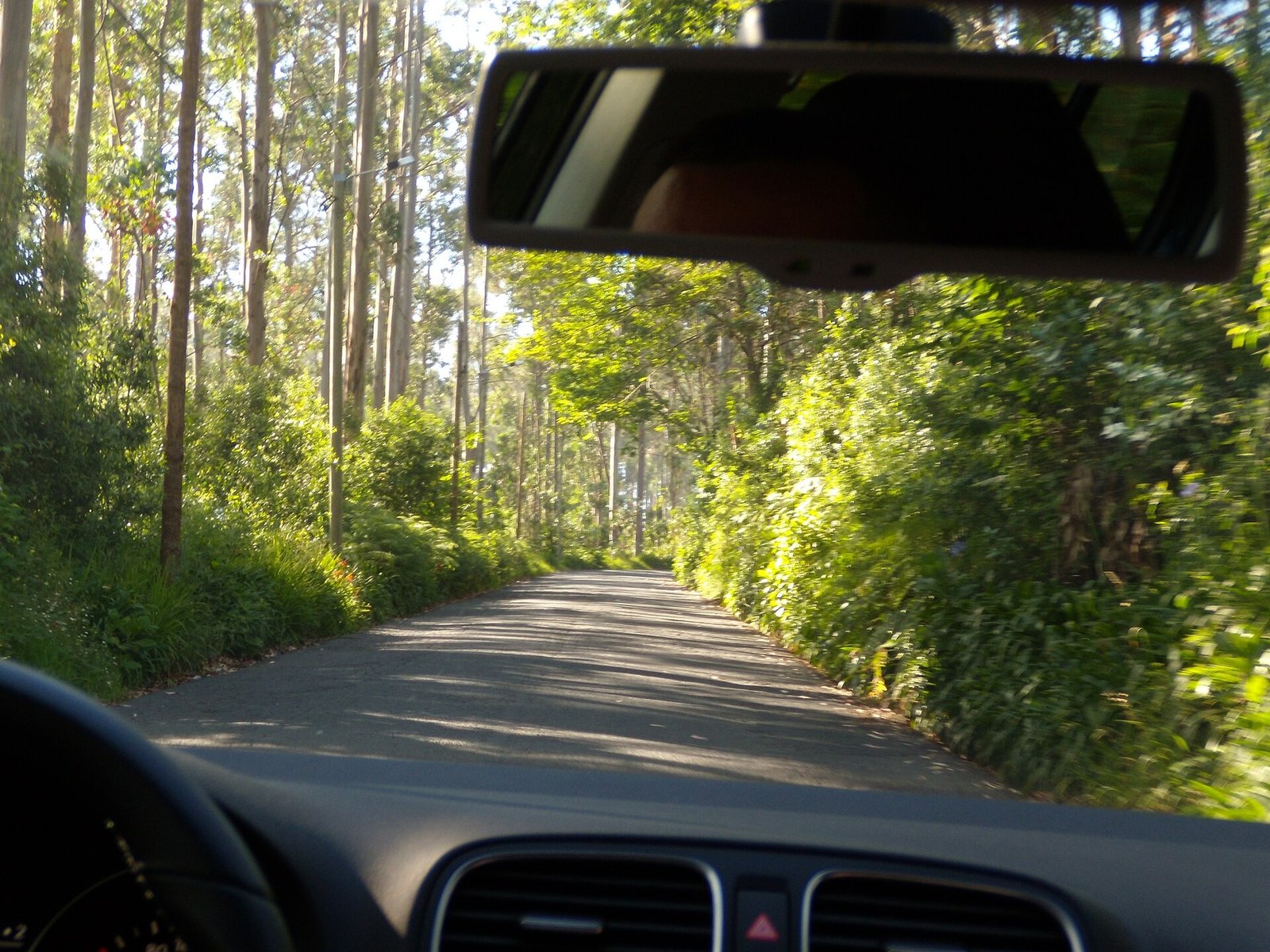 Retrovisor interior de un coche visto desde dentro